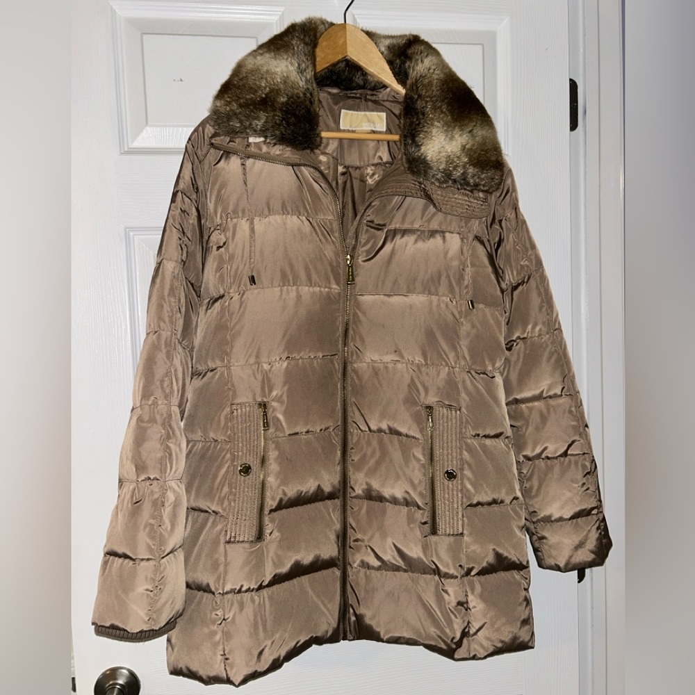 Michael Kors Tan Mocha fur parka M